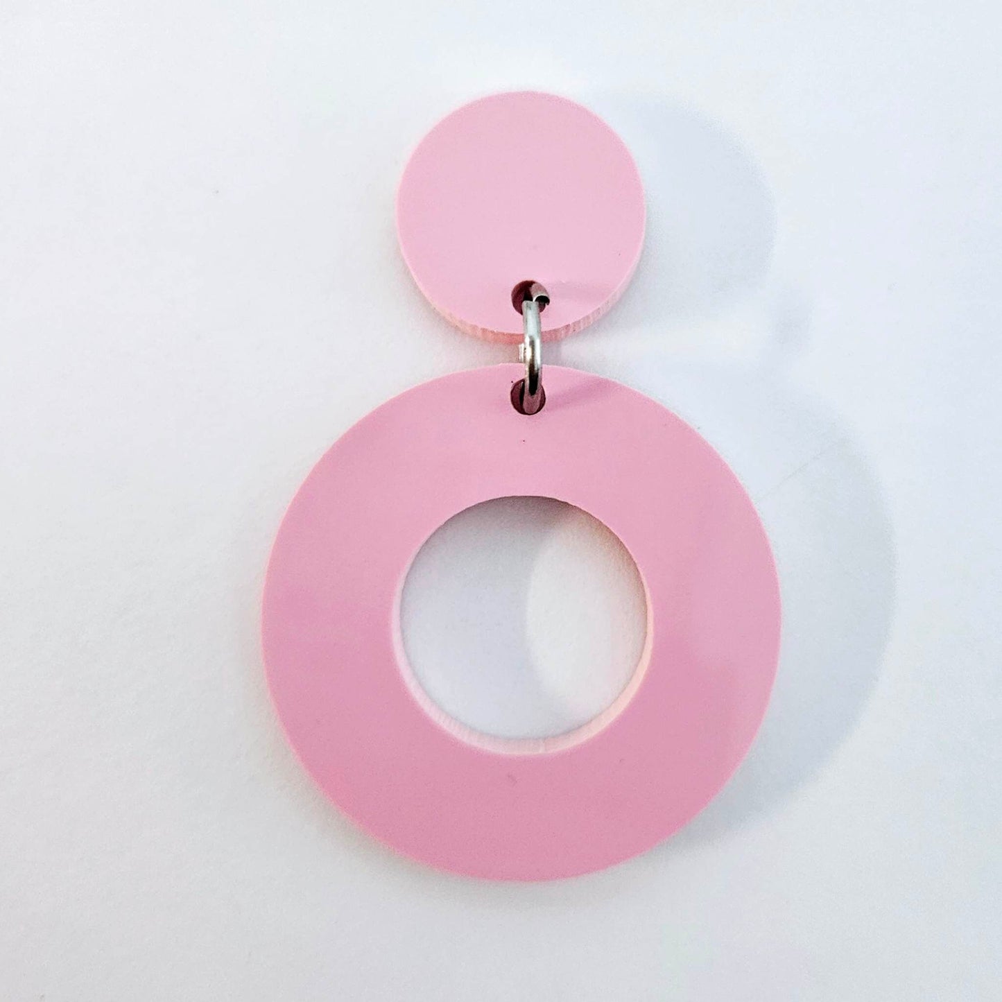 33mm PASTEL PINK Acrylic MINI HOOPS, with toppers