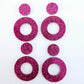 33mm HOT PINK GLITTER Acrylic MINI HOOPS, with toppers