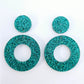 33mm TEAL GLITTER Acrylic MINI HOOPS, with toppers.