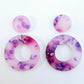 33mm JACARANDA PETAL Acrylic MINI HOOPS, with toppers