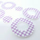 ﻿33mm PURPLE GINGHAM Acrylic MINI HOOPS, with toppers