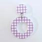 ﻿33mm PURPLE GINGHAM Acrylic MINI HOOPS, with toppers