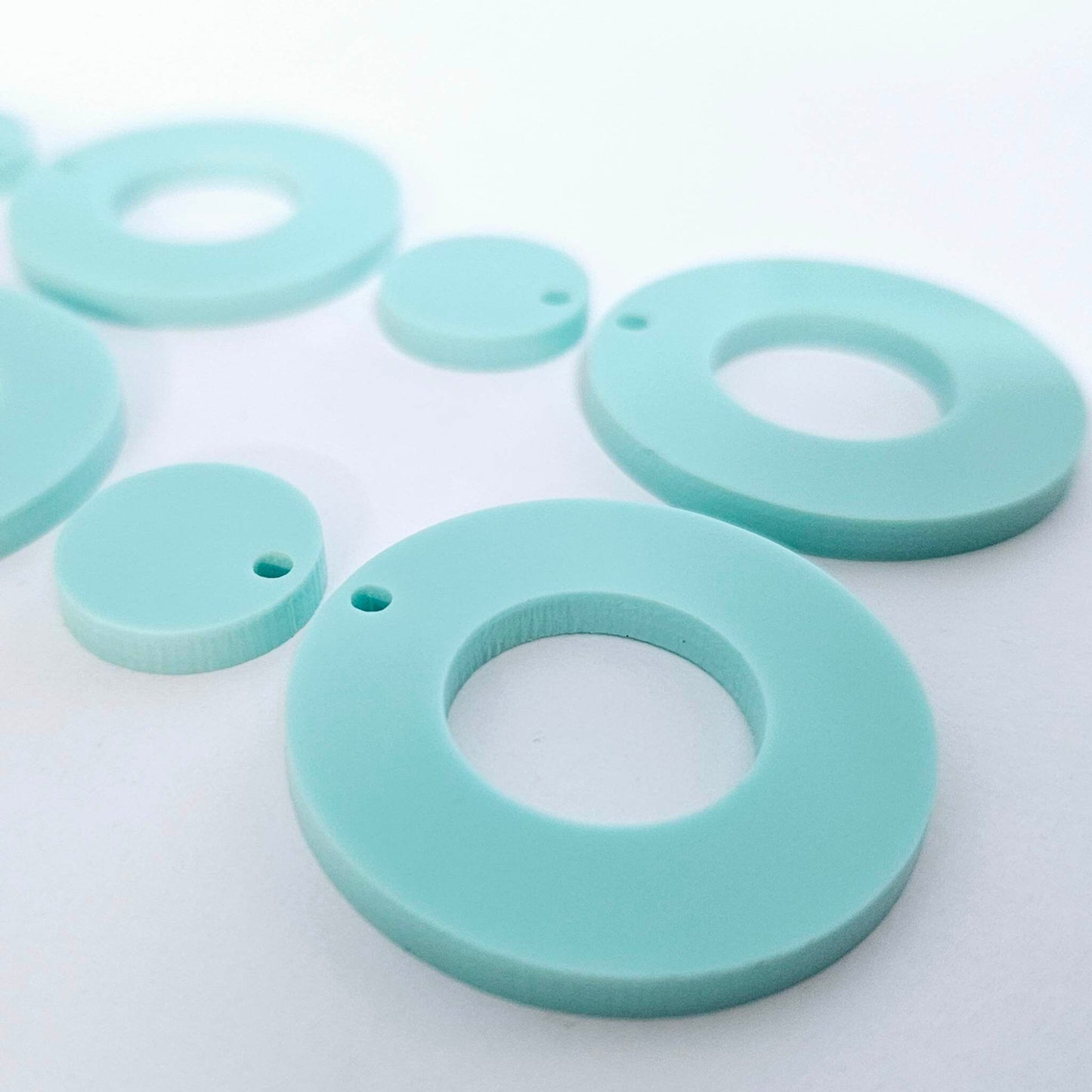 33mm PASTEL TURQUOISE (AQUA) Acrylic MINI HOOPS, with toppers