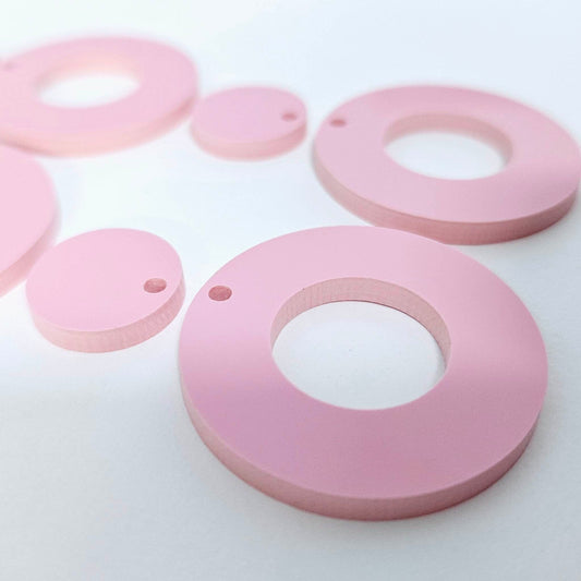 33mm PASTEL PINK Acrylic MINI HOOPS, with toppers