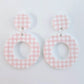 33mm PINK GINGHAM Acrylic MINI HOOPS, with toppers.