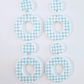 33mm BLUE GINGHAM Acrylic MINI HOOPS, with toppers