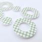 33mm GREEN GINGHAM Acrylic MINI HOOPS, with toppers