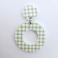 33mm GREEN GINGHAM Acrylic MINI HOOPS, with toppers