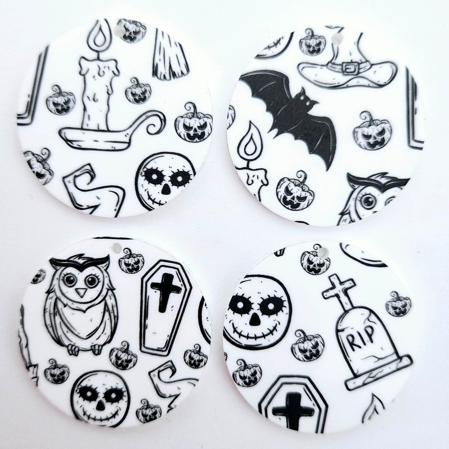 38mm BLACK & WHITE HALLOWEEN Acrylic DANGLES