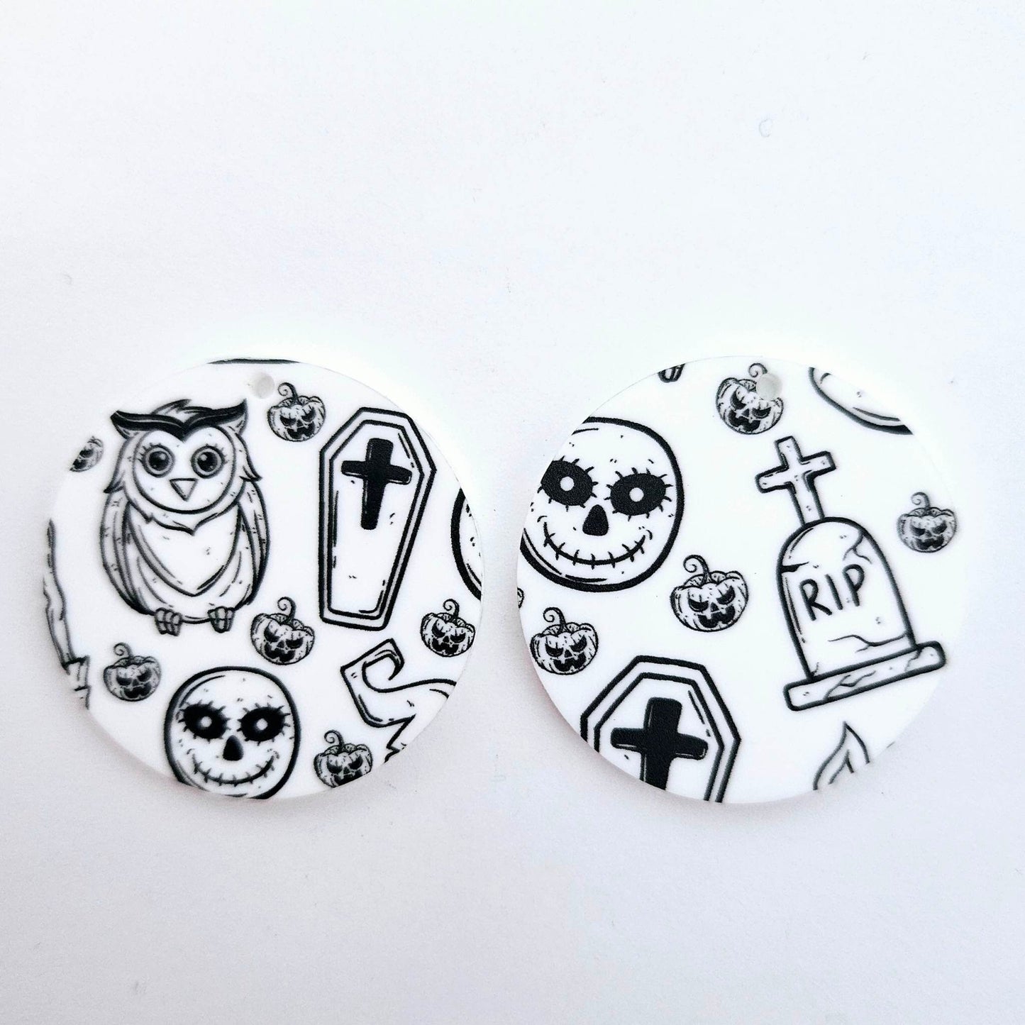 38mm BLACK & WHITE HALLOWEEN Acrylic DANGLES