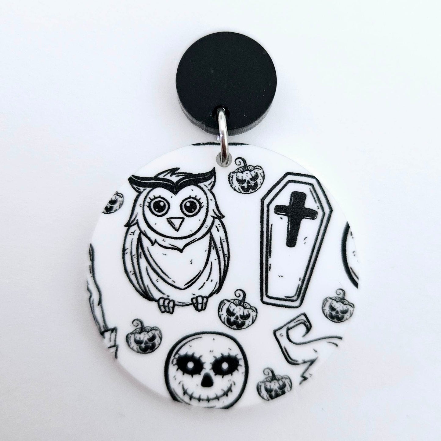 38mm BLACK & WHITE HALLOWEEN Acrylic DANGLES