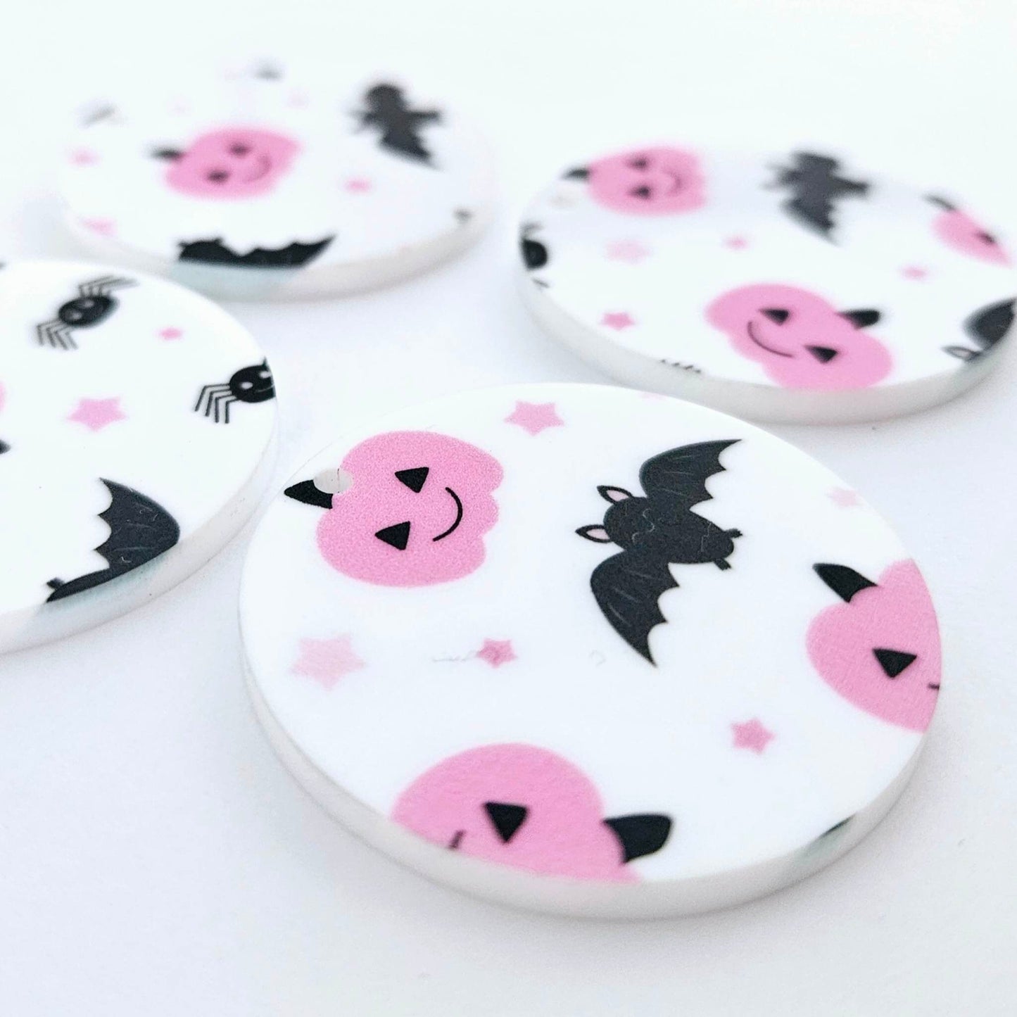 38mm PINK & BLACK HALLOWEEN Acrylic Dangles