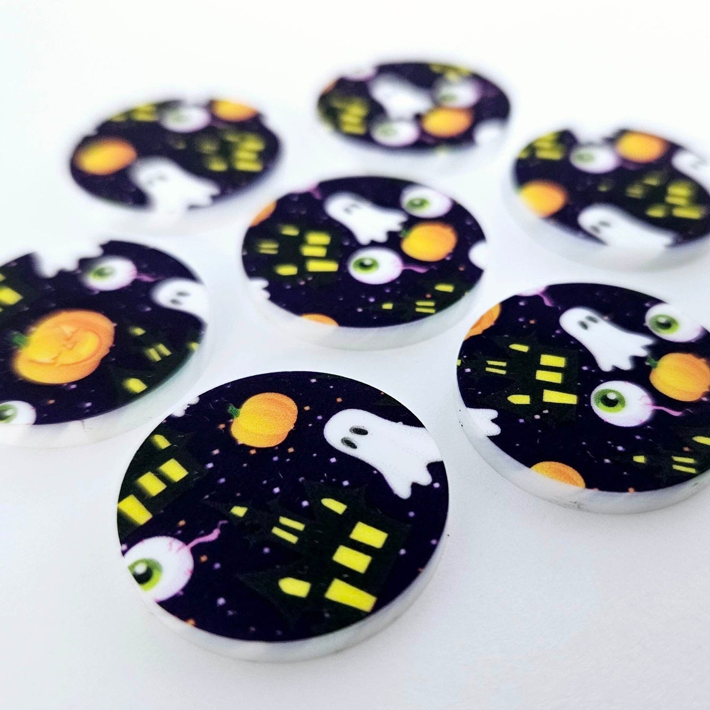 25mm PURPLE HALLOWEEN PRINT Acrylic CIRCLES.