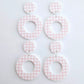 33mm PINK GINGHAM Acrylic MINI HOOPS, with toppers.