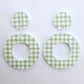 33mm GREEN GINGHAM Acrylic MINI HOOPS, with toppers