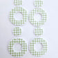 33mm GREEN GINGHAM Acrylic MINI HOOPS, with toppers