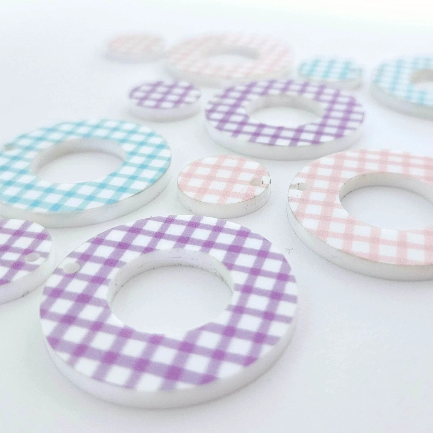 33mm GINGHAM Acrylic MINI HOOPS MIXED PACK