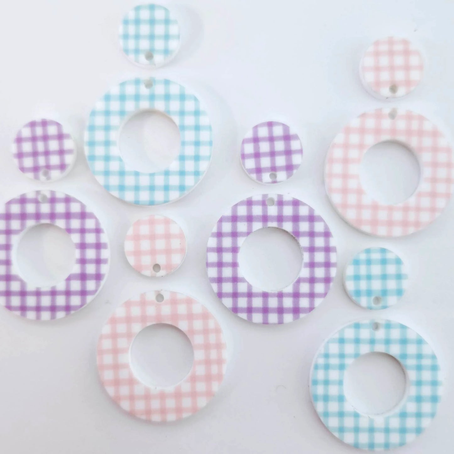 33mm GINGHAM Acrylic MINI HOOPS MIXED PACK