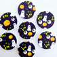 25mm PURPLE HALLOWEEN PRINT Acrylic CIRCLES.