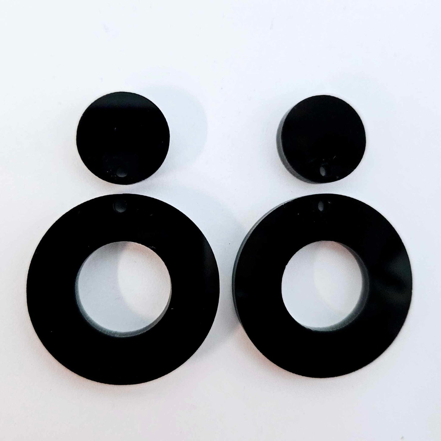 33mm GLOSSY BLACK Acrylic MINI HOOPS, with toppers