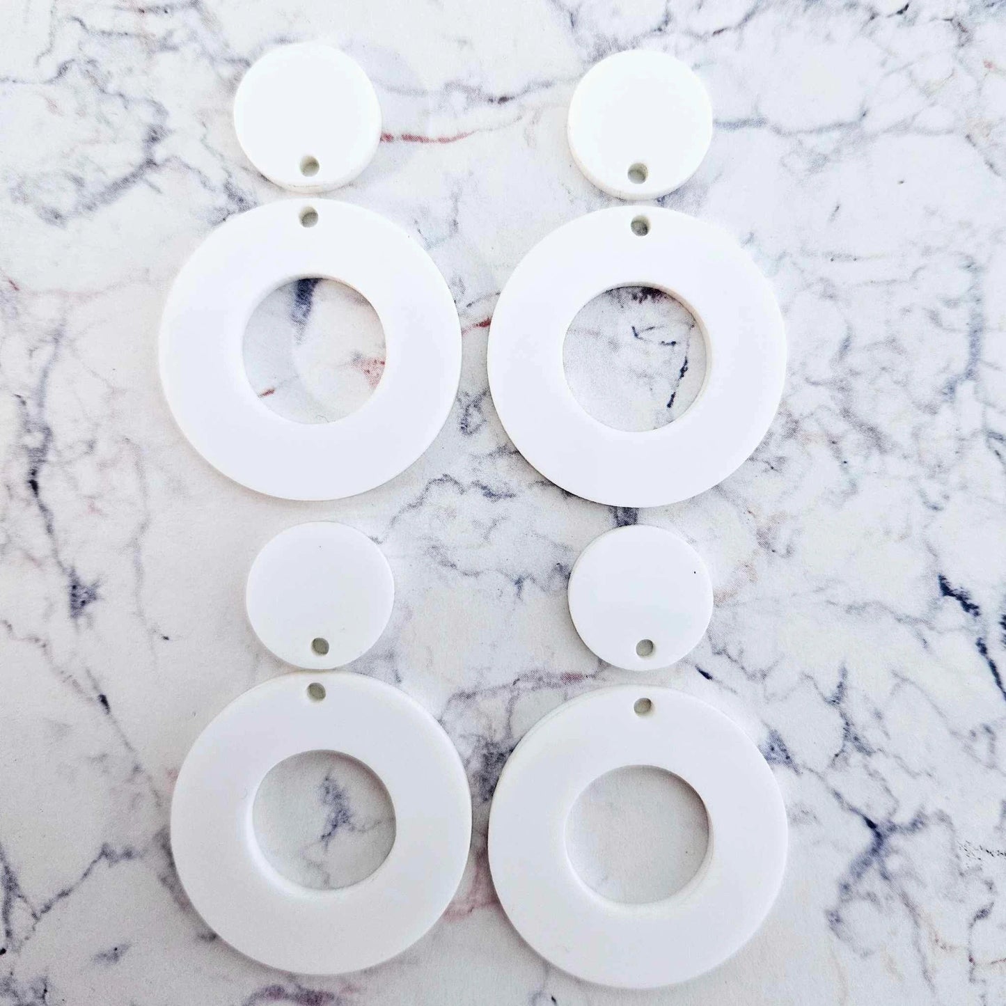 33mm WHITE Acrylic MINI HOOPS, with toppers.