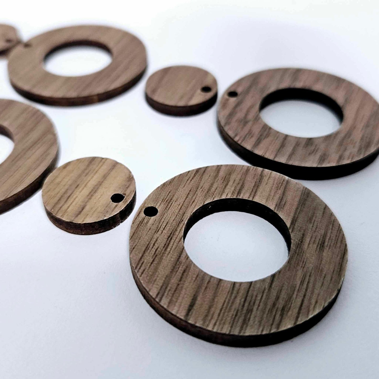 33mm WALNUT Veneer MINI HOOPS , with toppers