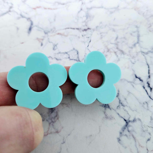 30mm PASTEL TURQUOISE (AQUA) Acrylic FLOWERS