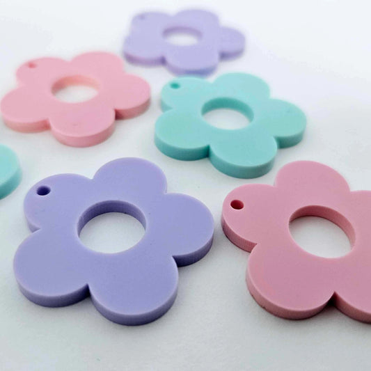 30mm PASTEL Acrylic FLOWERS MIXED PACK
