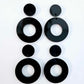 33mm GLOSSY BLACK Acrylic MINI HOOPS, with toppers