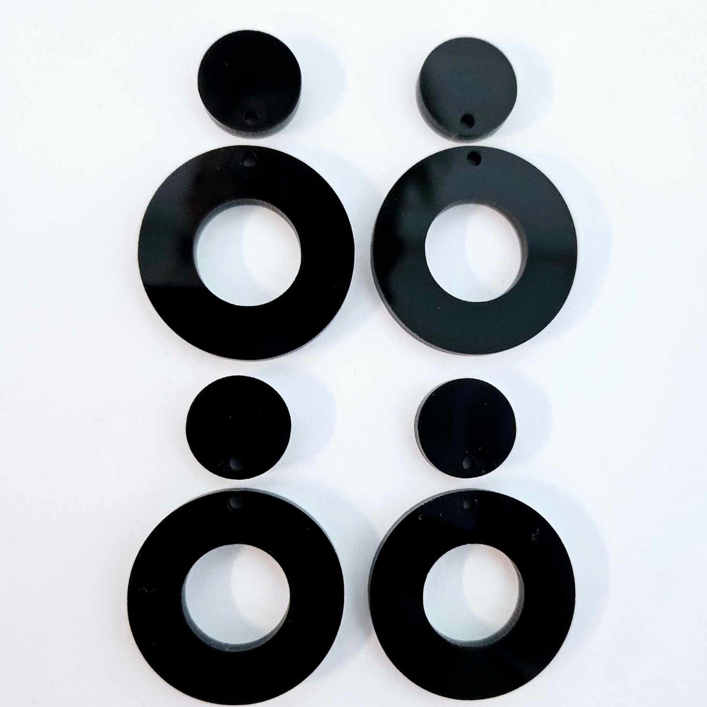 33mm GLOSSY BLACK Acrylic MINI HOOPS, with toppers