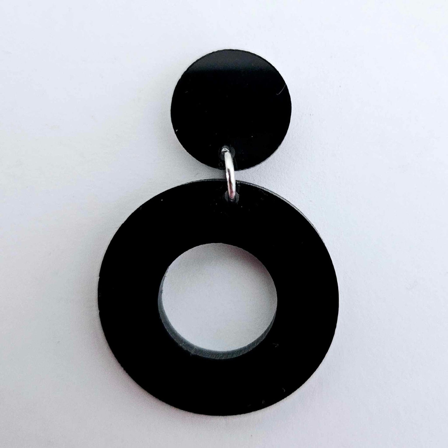 33mm GLOSSY BLACK Acrylic MINI HOOPS, with toppers