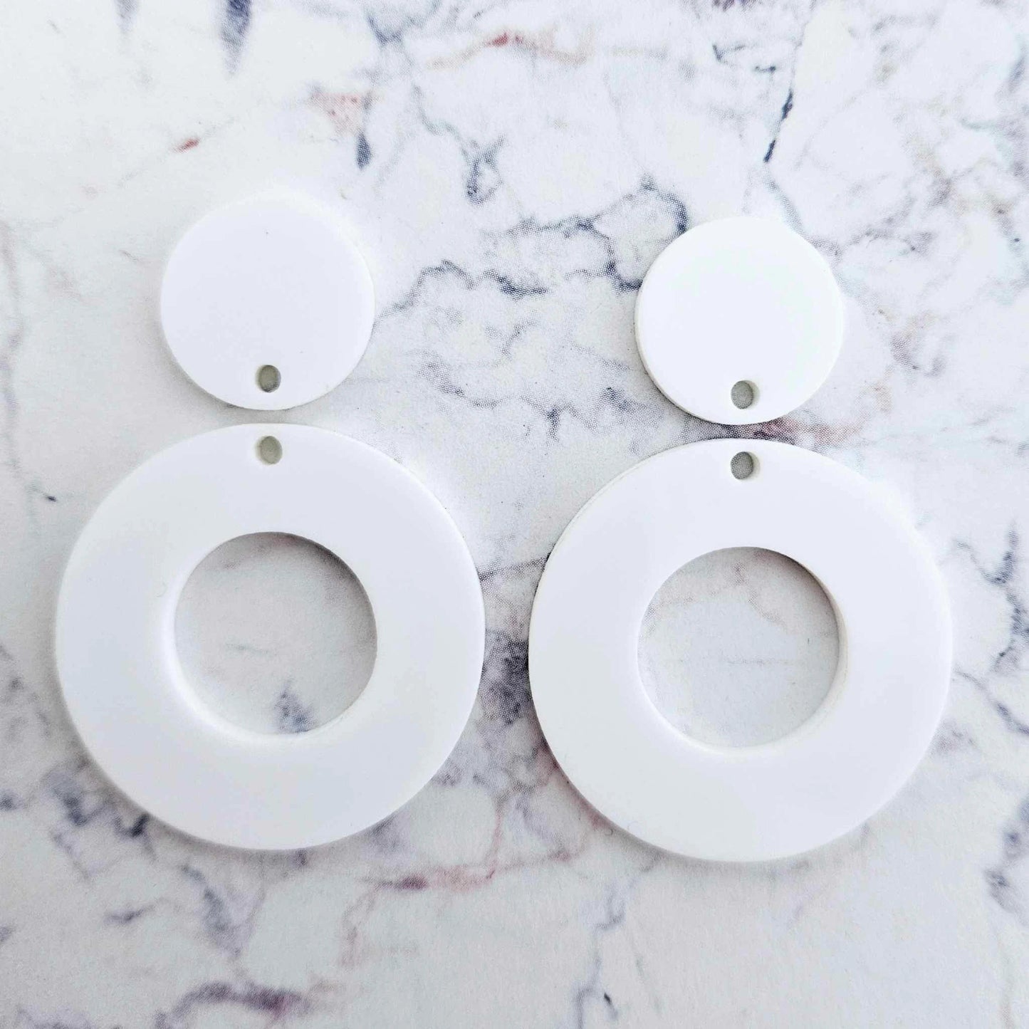 33mm WHITE Acrylic MINI HOOPS, with toppers.