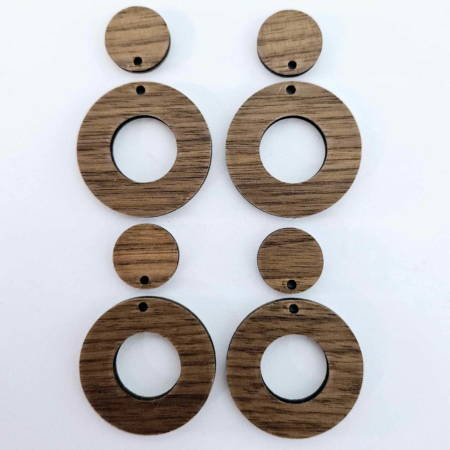 33mm WALNUT Veneer MINI HOOPS , with toppers