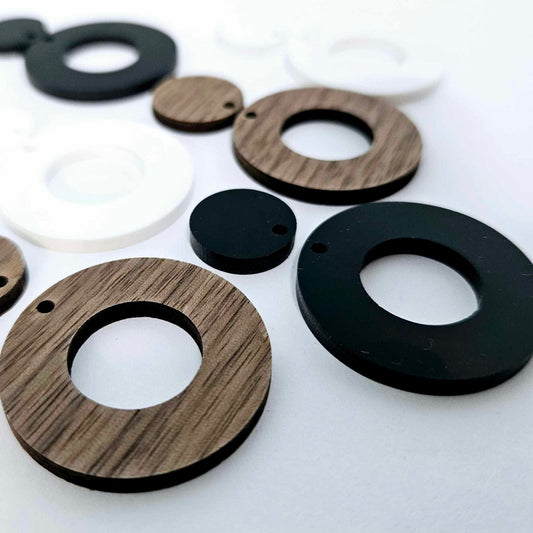 33mm MIXED NEUTRAL Acrylic/Wood MINI HOOPS MIXED PACK