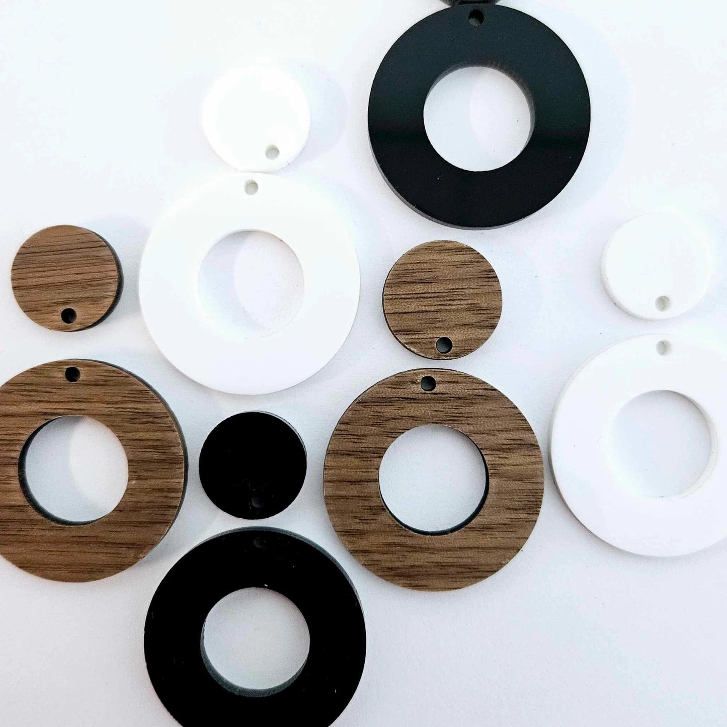 33mm MIXED NEUTRAL Acrylic/Wood MINI HOOPS MIXED PACK