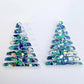 40mm CHUNKY AQUA Glitter ZIGZAG Christmas Trees