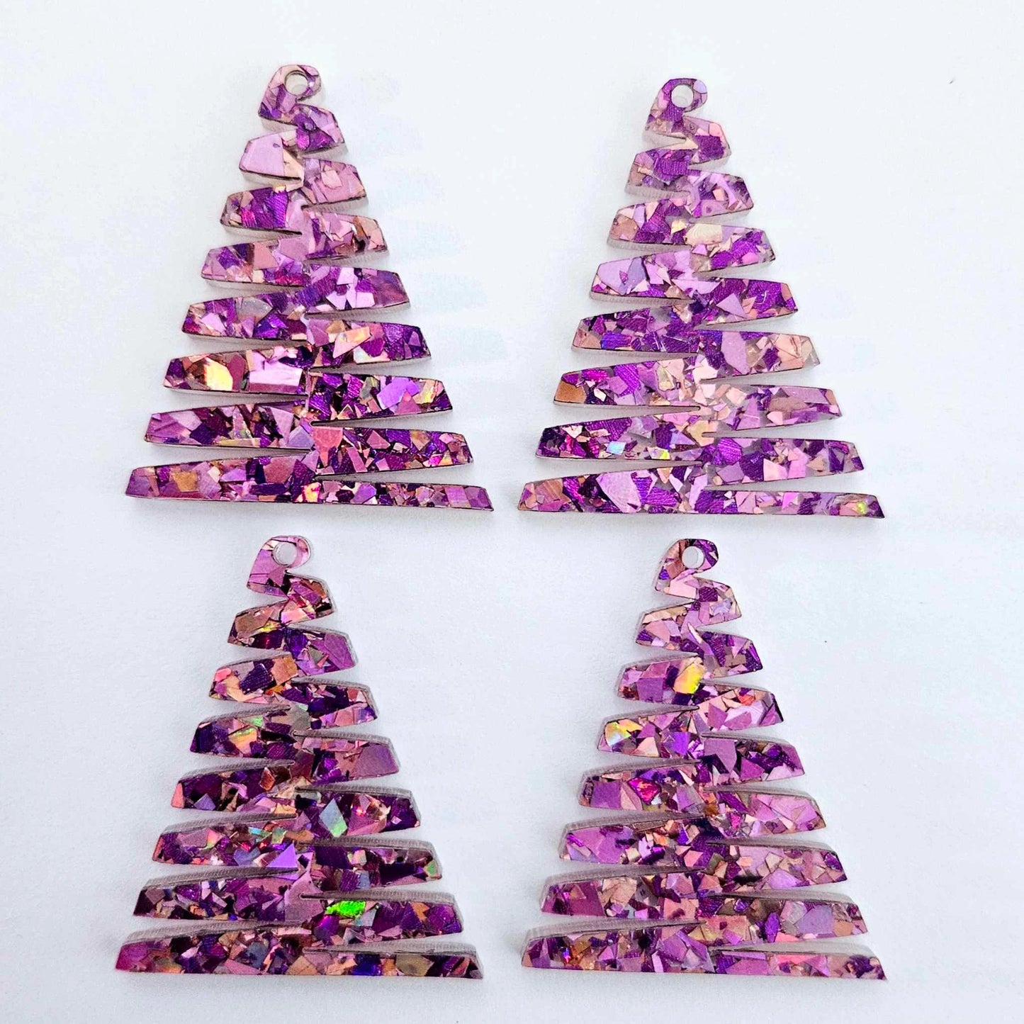 40mm UNICORN Glitter ZIGZAG Christmas Trees