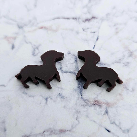 19mmCHOCOLATE BROWN Acrylic DACHSHUNDS