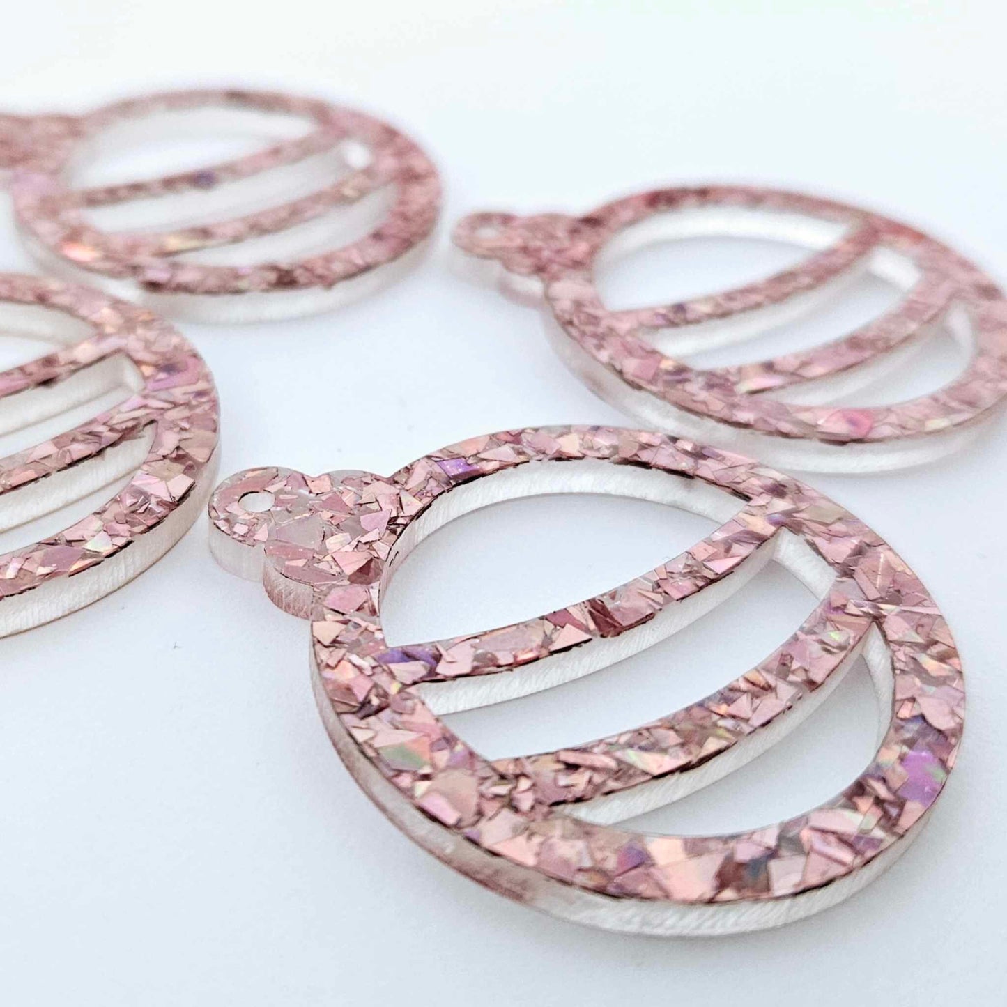 38mm HOLOGRAPHIC ROSE GOLD Glitter BAUBLES