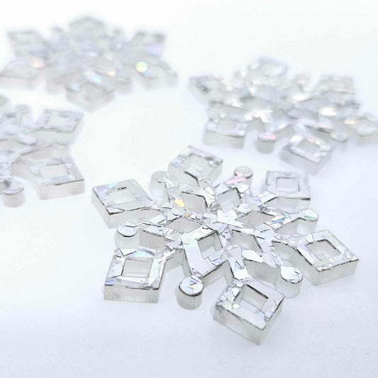 43mm HOLOGRAPHIC SILVER Glitter SNOWFLAKES