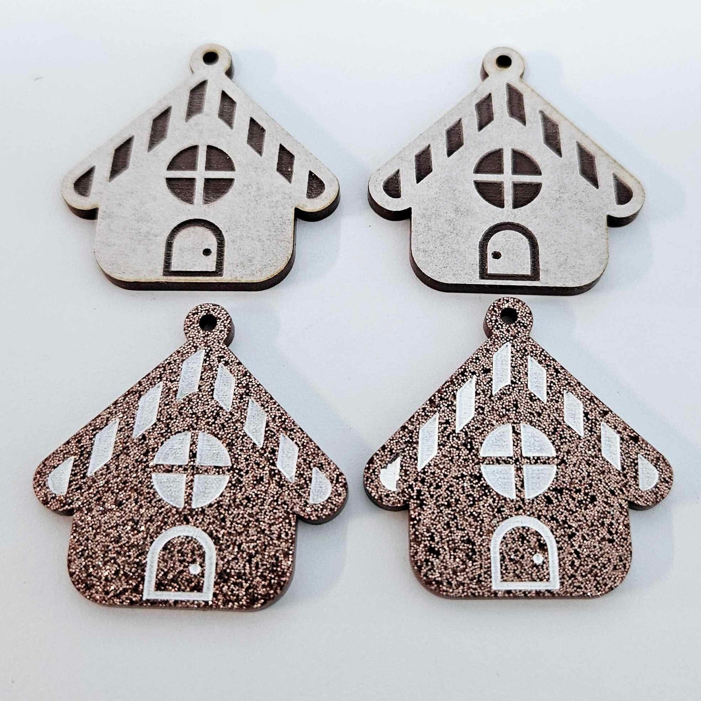 40mm COPPER GLITTER Acrylic GINGERBREAD HOUSES