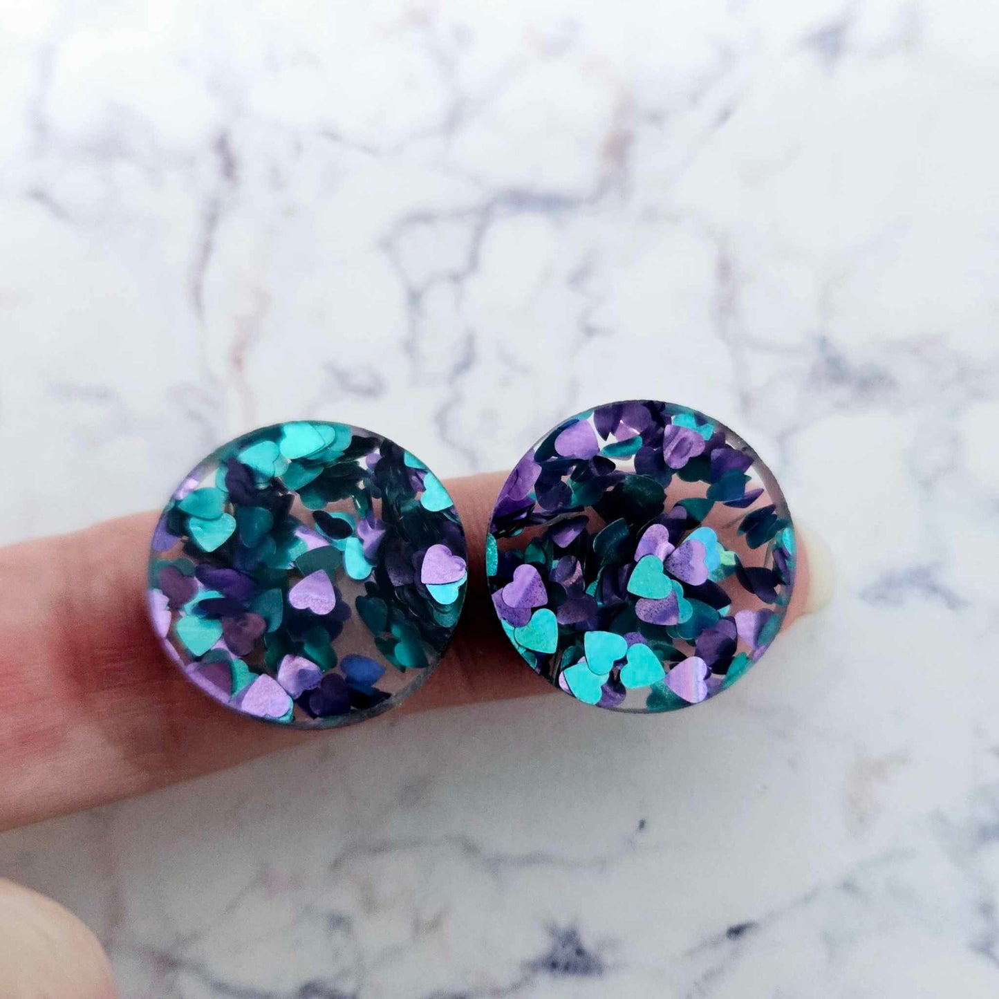 20mm CHUNKY PEACOCK (Blue & Purple) Acrylic CIRCLES