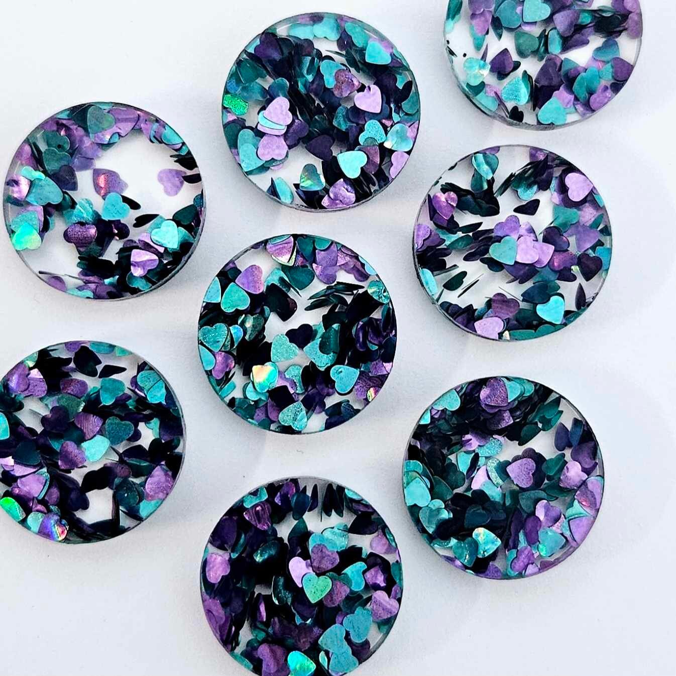 20mm CHUNKY PEACOCK (Blue & Purple) Acrylic CIRCLES