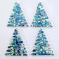 40mm CHUNKY AQUA Glitter ZIGZAG Christmas Trees