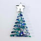 40mm CHUNKY AQUA Glitter ZIGZAG Christmas Trees