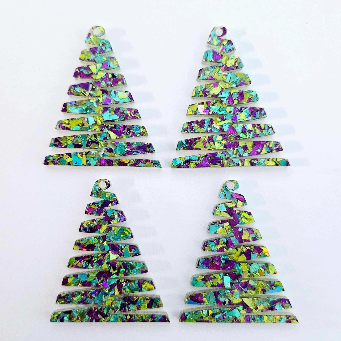 40mm CHUNKY PEACOCK Glitter ZIGZAG Christmas Trees.