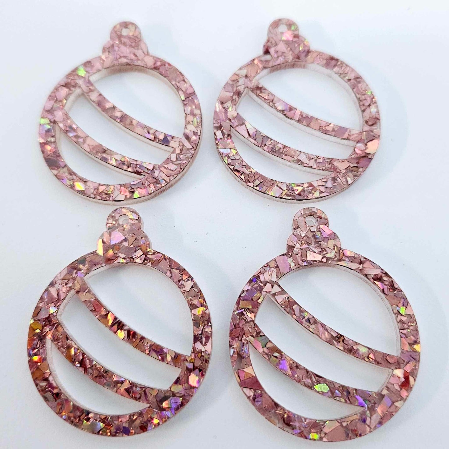 38mm HOLOGRAPHIC ROSE GOLD Glitter BAUBLES