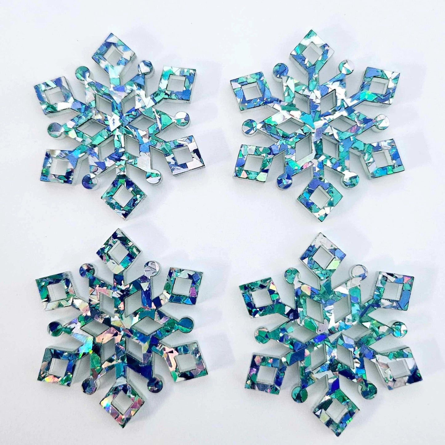 43mm AQUA Glitter SNOWFLAKES