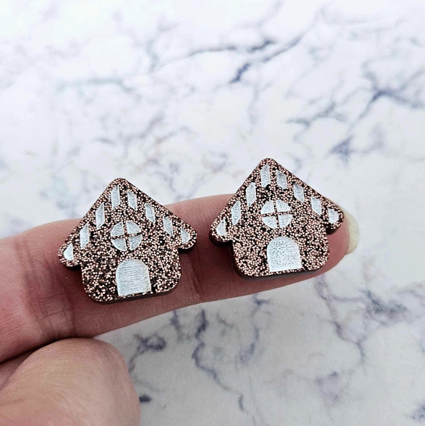 20mm COPPER GLITTER Acrylic GINGERBREAD HOUSES