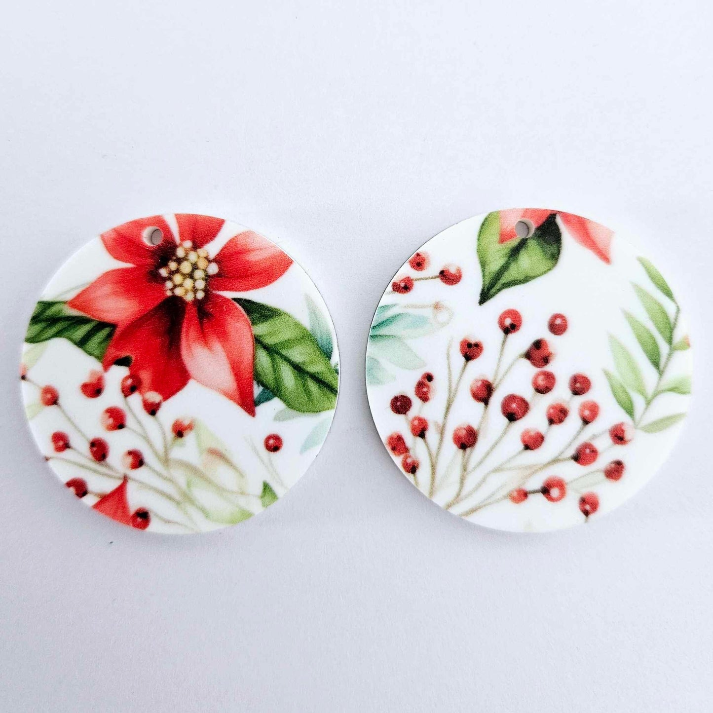 38mm CHRISTMAS POINSETTIA Acrylic DANGLES